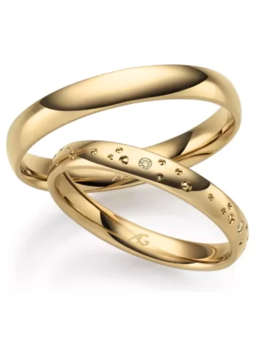 Raudono aukso vokiškas vestuvinis žiedas - Happy Diamonds I