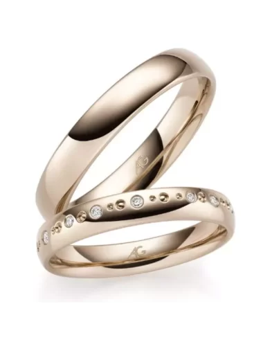 Balto aukso vokiškas vestuvinis žiedas su deimantais - Happy Diamonds II