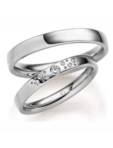 Raudono aukso vokiškas vestuvinis žiedas su deimantais - Happy Diamonds V