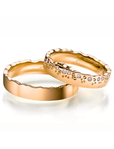 Raudono aukso vokiškas vestuvinis žiedas - Happy Diamonds VII