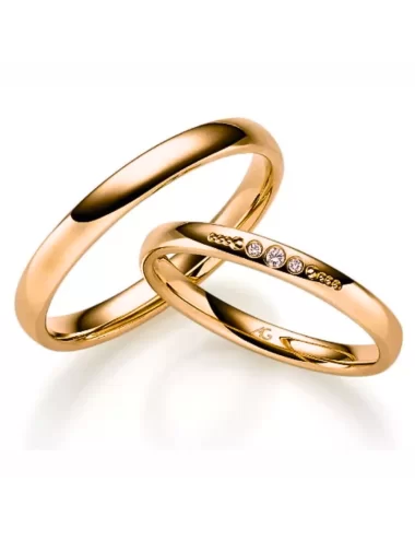 Geltono aukso vokiškas vestuvinis žiedas - Happy Diamonds X