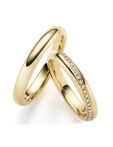 Geltono aukso vestuvinis žiedas su deimantais - Deimantai II