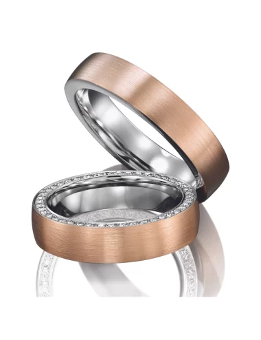 Raudono aukso Vokiškas vestuvinis žiedas su deimantais - DIAMONDS II