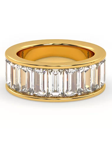balto aukso auksinis žiedas su Emerald užaugintais deimantais