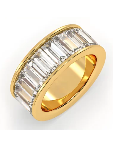 balto aukso auksinis žiedas su Emerald užaugintais deimantais