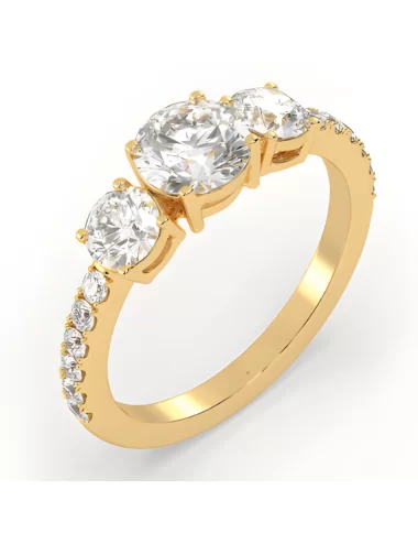 Geltono aukso žiedas su 1,63 ct užaugintais deimantais