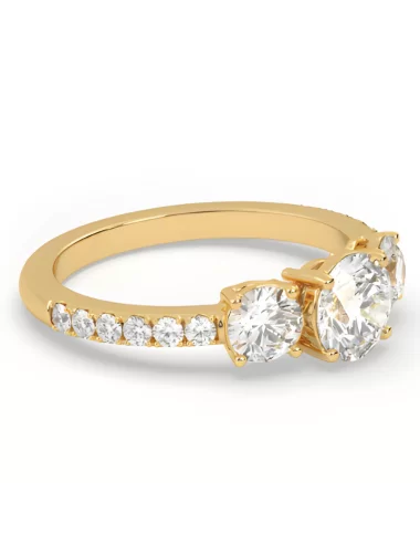 Geltono aukso žiedas su 1,63 ct užaugintais deimantais