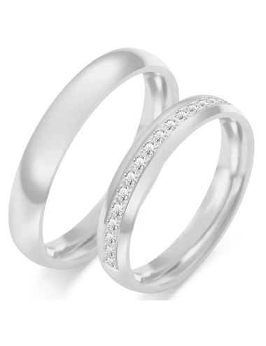Vestuvinių žiedų gamyba - 4 mm balto aukso klasikiniai žiedai su deimantais