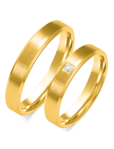 Vestuvinių žiedų gamyba - 4 mm balto ir raudono aukso modernius žiedai su deimantu