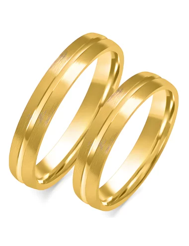 Vestuvinių žiedų gamyba - 4 mm geltono ir balto aukso matiniai klasikiniai