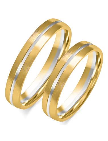 Vestuvinių žiedų gamyba - 4 mm geltono ir balto aukso matiniai klasikiniai