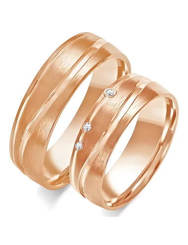 Vestuvinių žiedų gamyba - 6 mm modernus dizainas su trimis deimantais (0,03 ct) (pora)_3