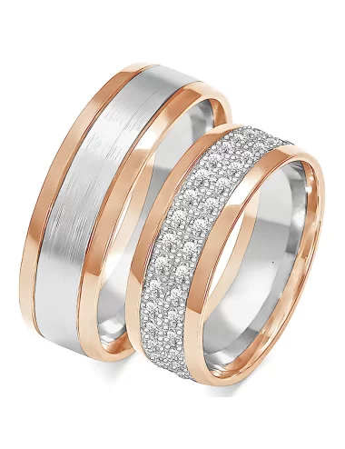 Balto aukso vestuvinių žiedų gamyba - 7 mm su deimantais