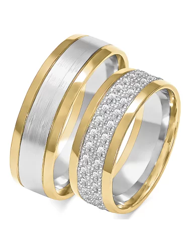 Balto aukso vestuvinių žiedų gamyba - 7 mm su deimantais