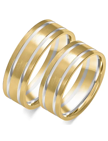 Vestuvinių žiedų gamyba - 7 mm balto aukso platus modernus dizainas
