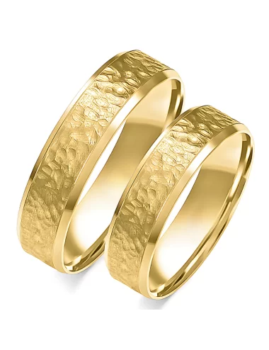 Geltono ir balto aukso vestuvinių žiedų gamyba - 5.50 mm modernus su smėlio raštais
