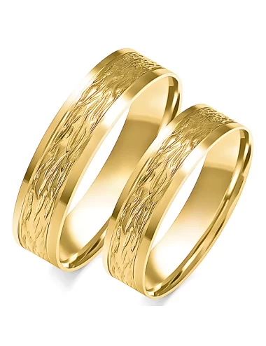 Balto aukso vestuvinių žiedų gamyba - 5.0 mm modernus su vandens raštais