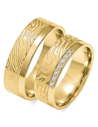 Raudono aukso vestuvinių žiedų gamyba - 6.50 mm modernus su auksinias raštais