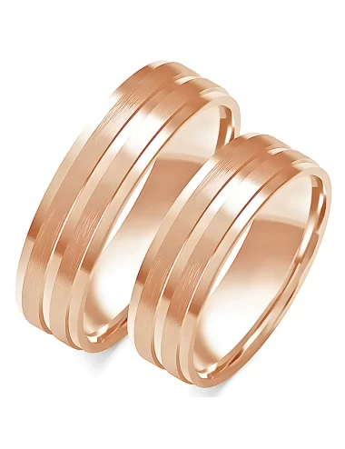 Vestuvinių žiedų gamyba - 6 mm balto ir raudono aukso platus modernus dizainas