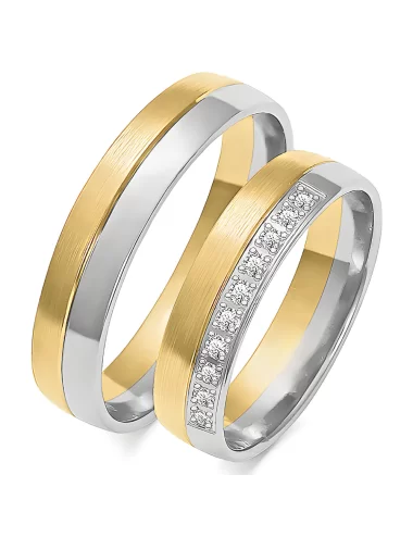 Vestuvinių žiedų gamyba balto aukso - 5 mm šilkinės matinės faktūros su deimantais
