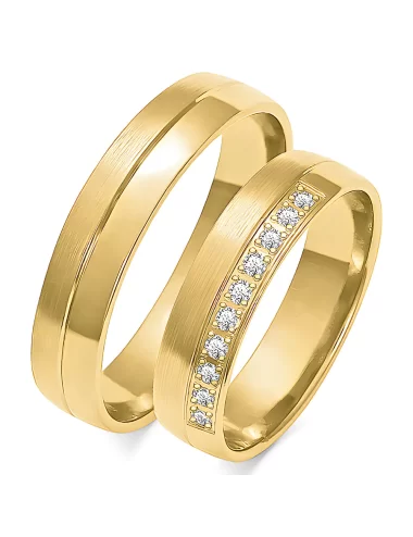 Vestuvinių žiedų gamyba balto aukso - 5 mm šilkinės matinės faktūros su deimantais