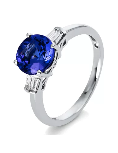 Tanzanitas Blue - auksinis žiedas su tanzanitu ir deimantais