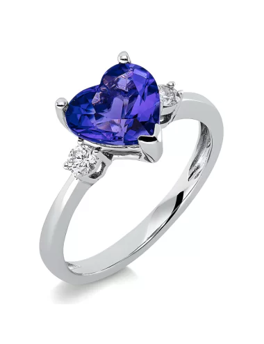 Tanzanitas Blue - žiedas su tanzanitu širdelės formos ir deimantais