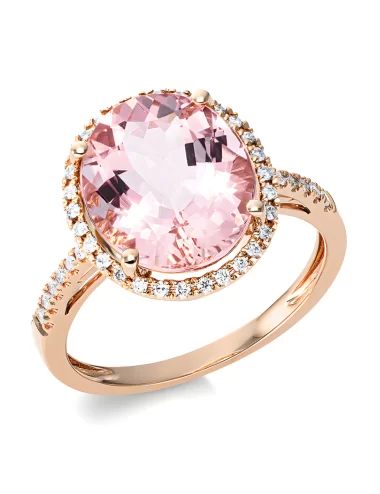 Morganitas Pink - auksinis žiedas su morganitu ir deimantais (4.59 ct)