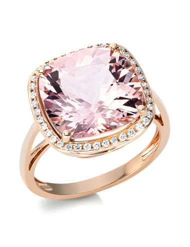 Morganitas Pink - žiedas su morganitu ir deimantais (6.57 ct)