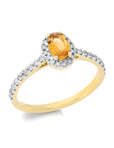 Subtilus Citrinas - auksinis žiedas su citrinu ir deimantais