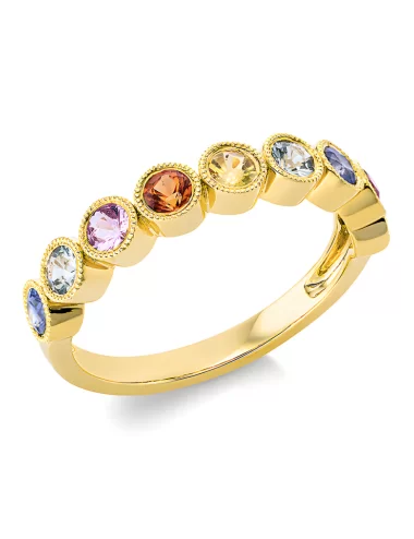 1.04 ct auksinis žiedas su spalvotais safyrais