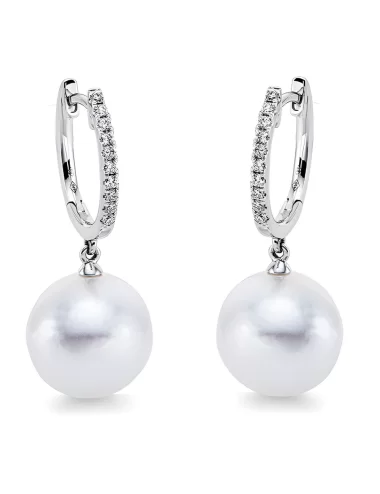 Perlai - balto aukso auskarai su perlais ir deimantais