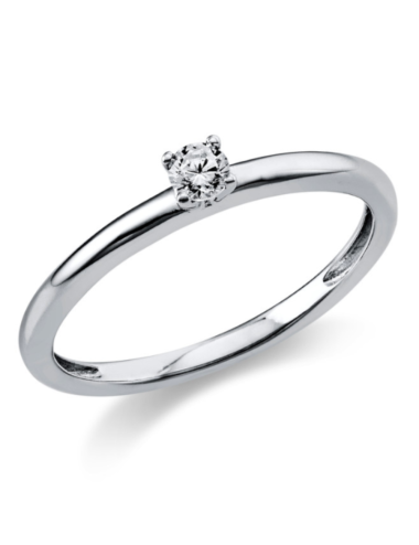 Sužadėtuvių žiedas su 0.10 karato deimantu - Elegancija Baltas auksas