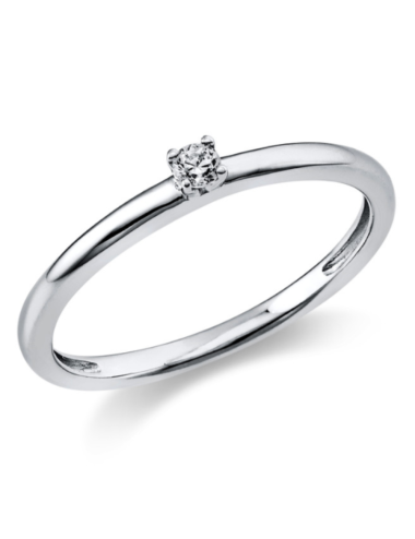 Sužadėtuvių žiedas su 0.05 karato deimantu - Elegancija Baltas auksas
