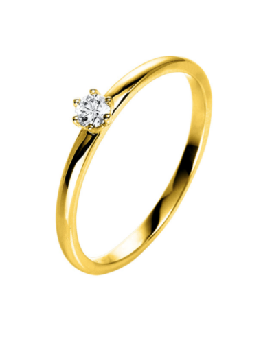 Balto aukso sužadėtuvių žiedas su 0.05 karato deimantu - Excellent