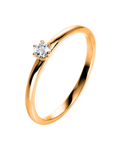 Balto aukso sužadėtuvių žiedas su 0.05 karato deimantu - Excellent