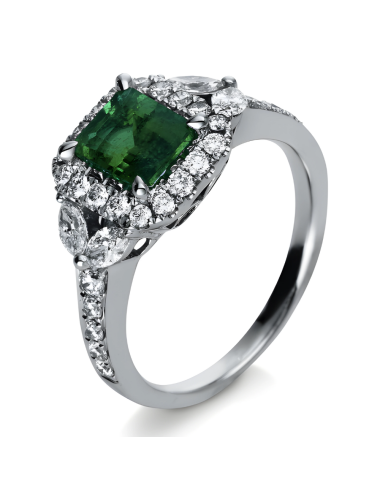 Natūralus Smaragdas - balto aukso žiedas su smaragdu ir deimantais (1,91 ct)