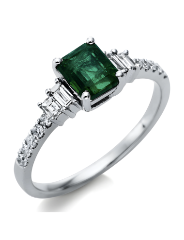 Natūralus Smaragdas - balto aukso žiedas su smaragdu ir deimantais (1,22 ct)