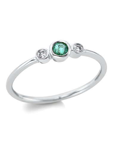 Natūralus Smaragdas - žiedas su smaragdu ir deimantais (0.15 ct)