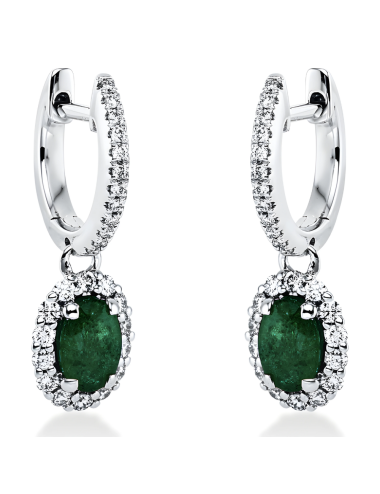Natūralūs smaragdai - auskarai su smaragdais ovalo formos ir deimantais (1.18 ct)