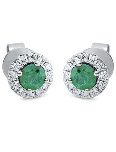 Natūralūs smaragdai - auskarai vinukai su smaragdais ir deimantais (0.37 ct)