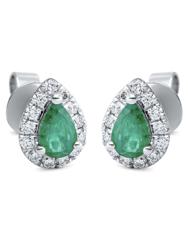 Natūralūs smaragdai - auskarai vinukai su smaragdais ir deimantais (1.03 ct)