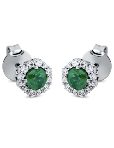 Natūralūs smaragdai - auskarai vinukai su smaragdais ir deimantais (0.63 ct)