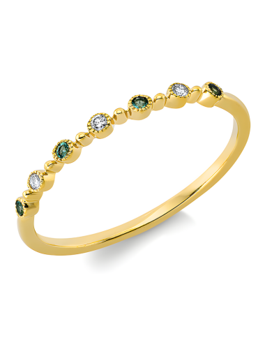Natūralus Smaragdas - žiedas su smaragdu ir deimantais (0.07 ct)