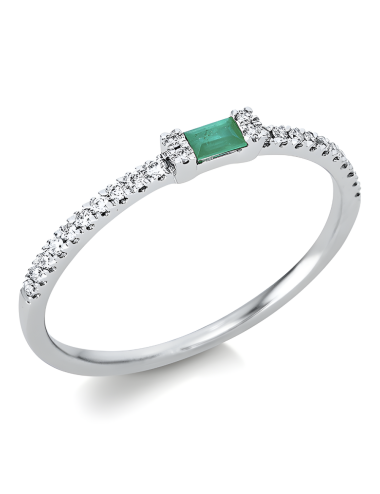 Natūralus Smaragdas - žiedas su smaragdu ir deimantais (0.16 ct)