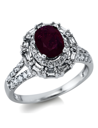 Natūralus Rubinas - žiedas su rubinu ir deimantais (2.03 ct)
