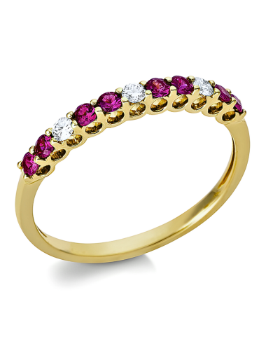 Rubinai - žiedas su rubinais ir deimantais (0.42 ct) Baltas auksas