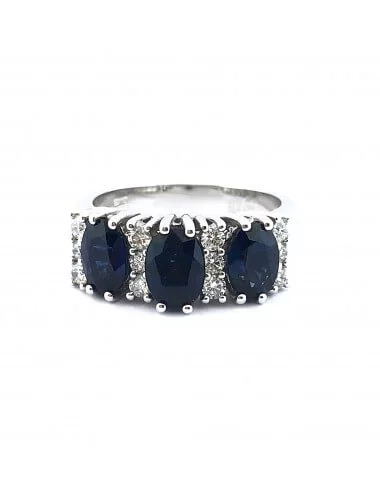 Sužadėtuvių žiedas su safyrais „Mėlyna mėlyna"