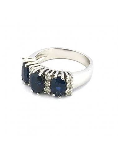 Sužadėtuvių žiedas su safyrais „Mėlyna mėlyna"