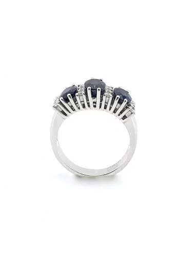 Mėlyna safyrų elegancija - Žiedas su safyrais ir deimantais_4